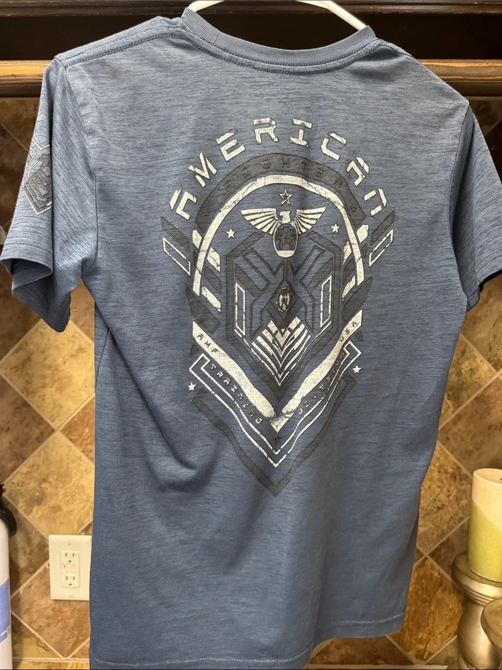 American Fighter Light Blue Graphic Short Sleeve Tee